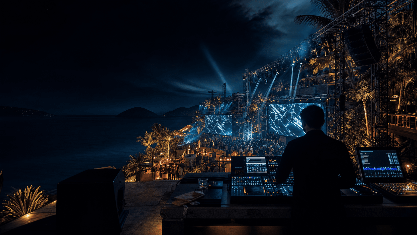 Professional sound, lighting, and production at a major island event.